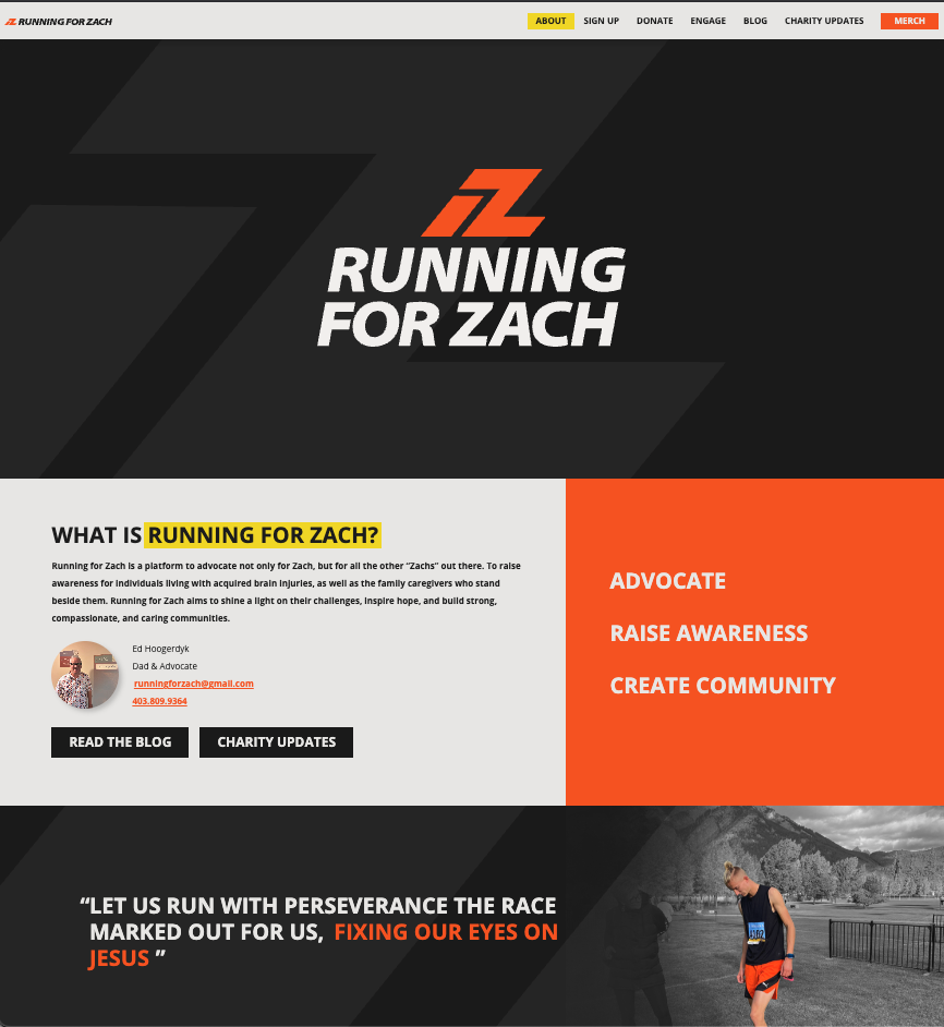Custom WordPress Site for Running For Zach